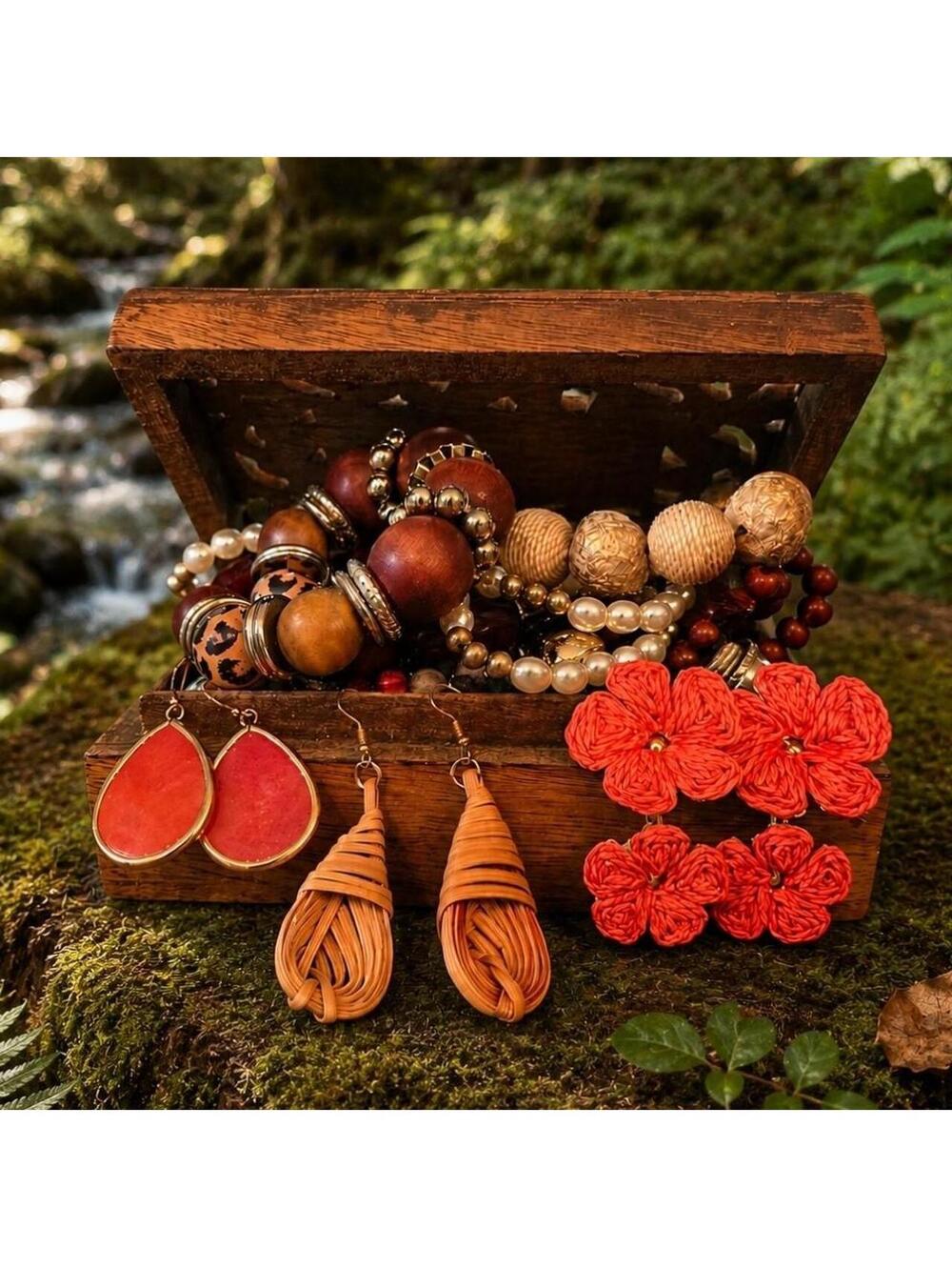 Nature-Inspired Jewelry Box & Mixed Jewelry Collection
